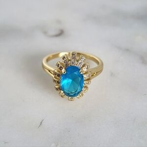 Elegant Gold Plated Blue CZ